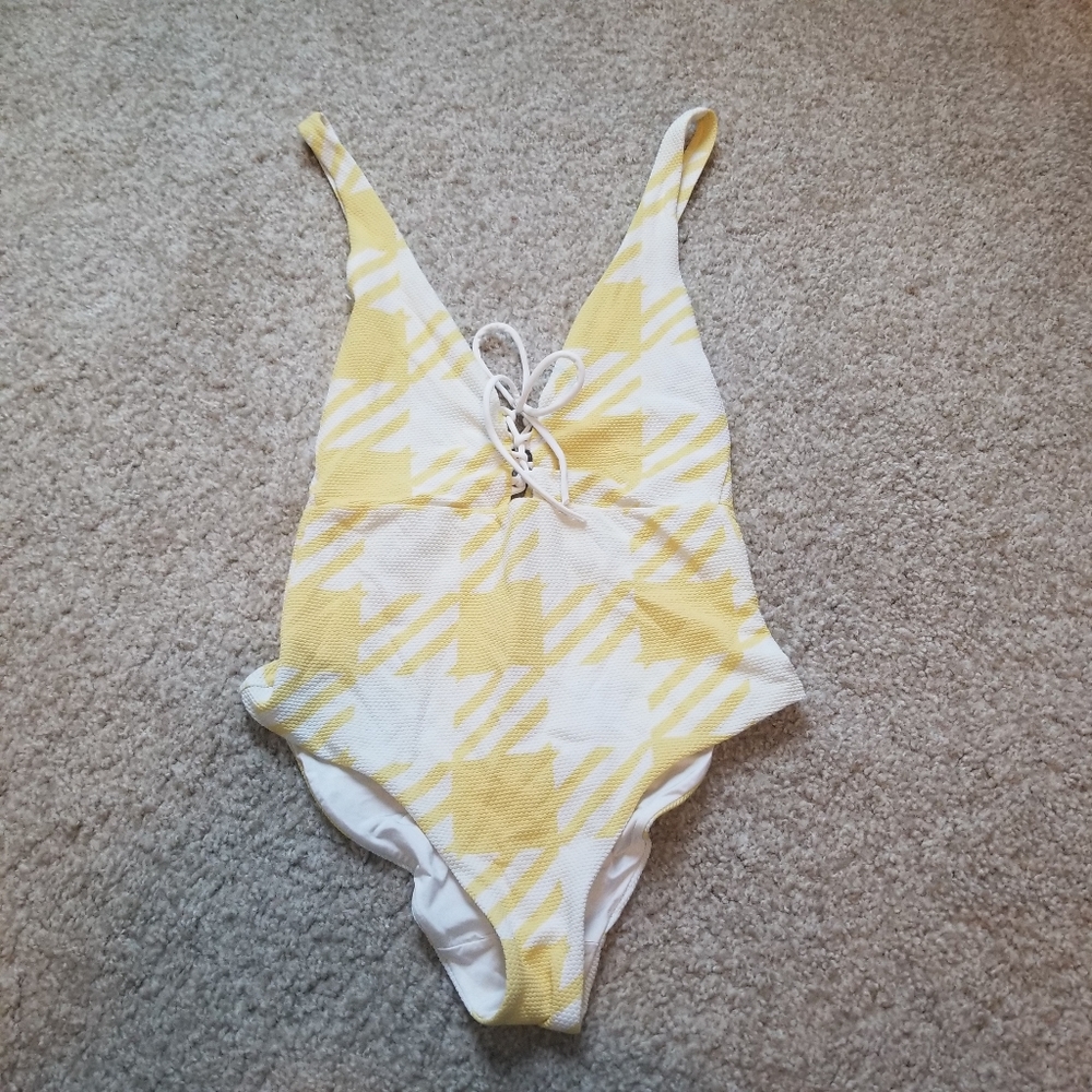 Onia One Piece Swimsuit Yellow and White S/P